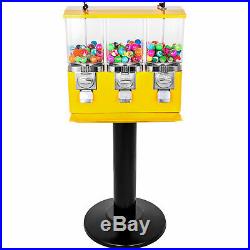 Yellow Triple Bulk Candy Vending Machine Coin Mechanisms Three-head Dispenser