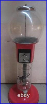 Zipper 5FT RED GUMBALL VENDING MACHINE 60'' spiral coin op candy